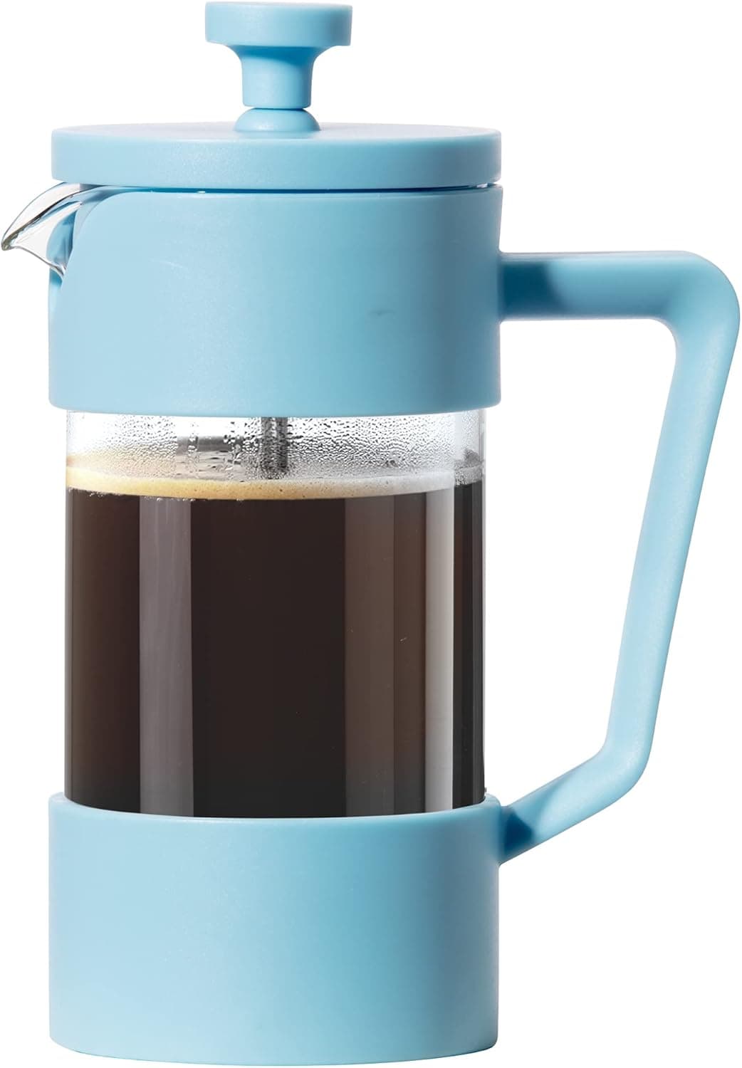 OGGI French Press Coffee Maker (12oz)- Borosilicate Glass, Coffee Press, Single Cup French Press, 3 cup Capacity, Turquoise