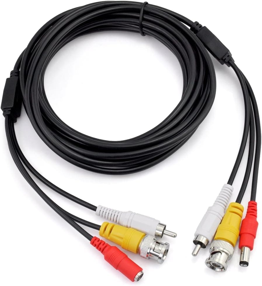 iKKEGOL 16ft 5M Pre-Made All-in-One Video Audio 12V Power DVR Surveillance Security CCTV Camera RCA BNC Cable Extension Cord Lead