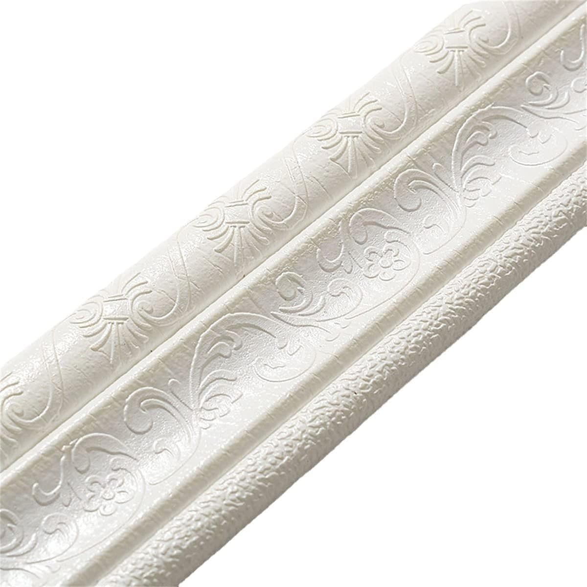 Self-Adhesive Environmental Protection 3D Wall Edging Strip,Wall Edging Strip Self Adhesive 3D Border Wall Decor, 3D Sticky Decorative Wall Lines Wallpaper Border,Home Room Decor (White)