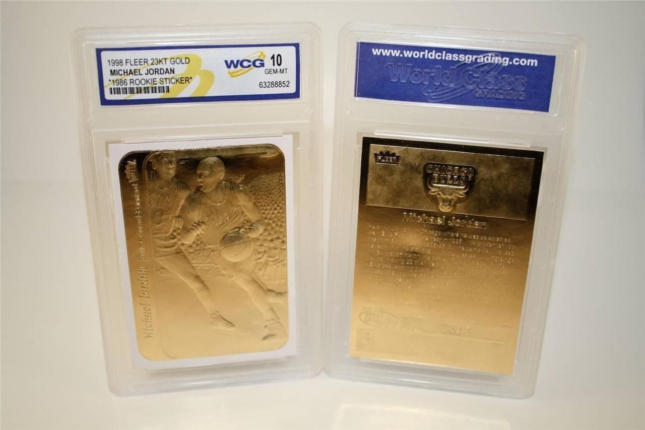 Michael Jordan 1986 Fleer Rookie 23KT Gold WCG Gem Mt 10 Sticker Rookie Card!
