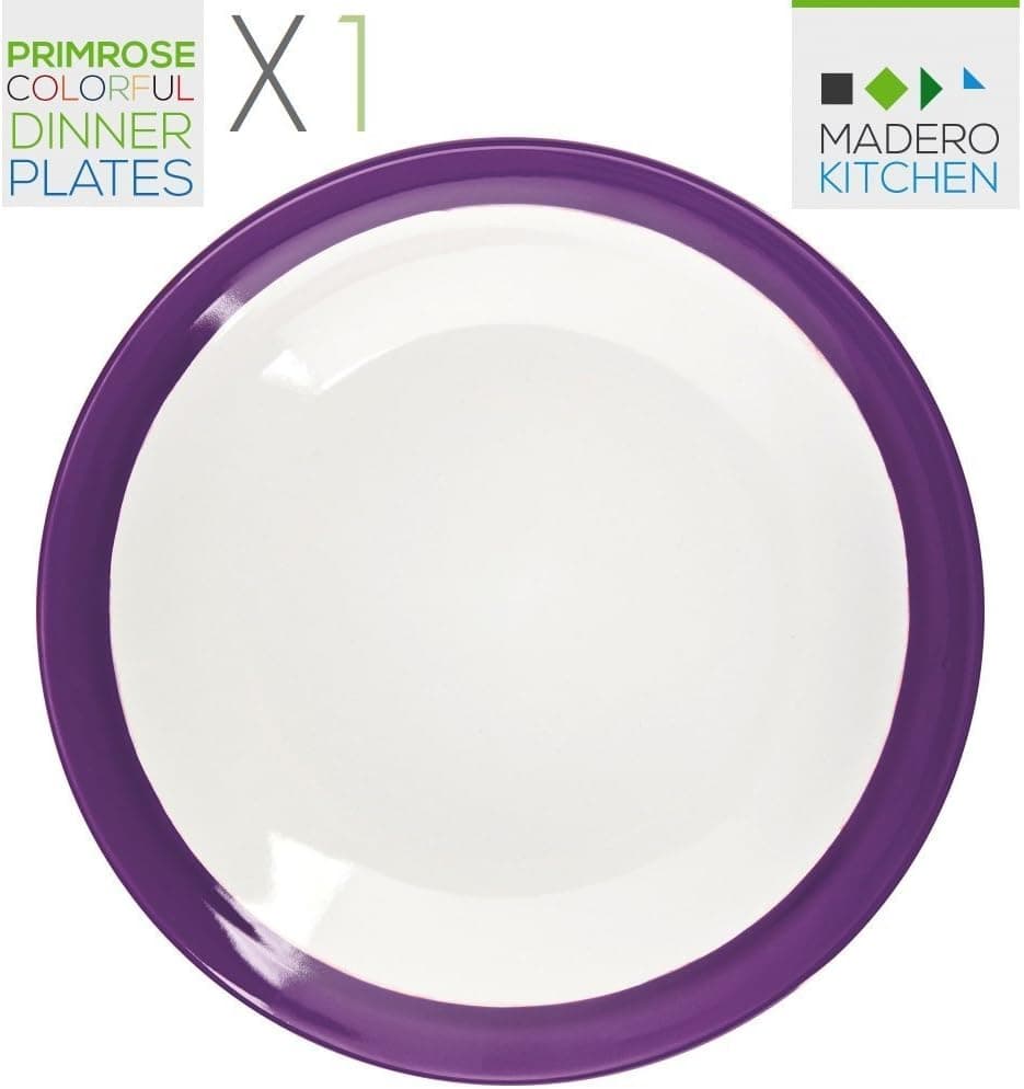 Primrose Colorful Dinner Plates X1 PURPLE by Madero Kitchen - Single LARGE SIZE Ceramic Plate - 11 Inch - 100% Secure Packaging - BEAUTIFUL round DESIGN!