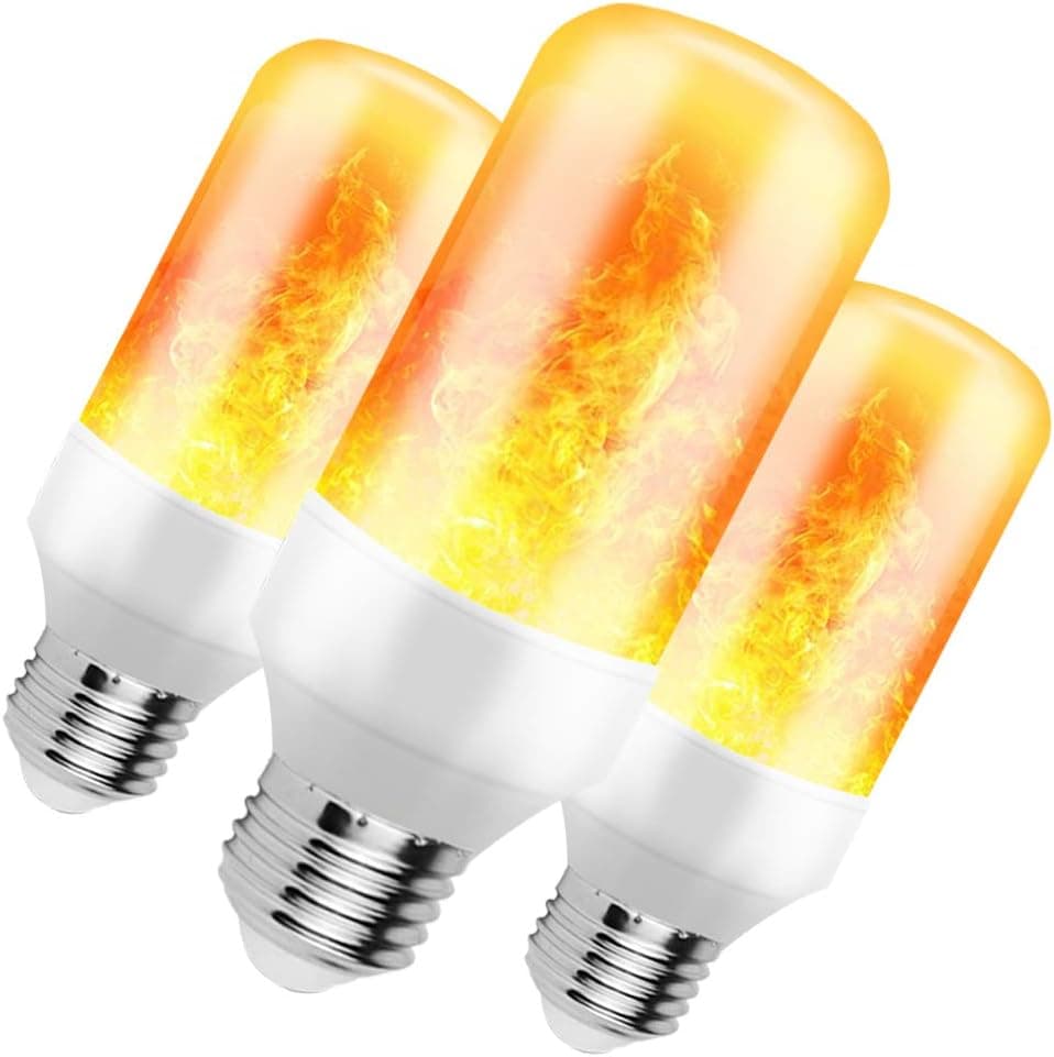 Eterbiz E26 LED Flame Bulbs, 3 Modes 5W Fire Light Bulbs Flickering Fire Atmosphere Decorative Lamps for Home Decoration 3 Pack