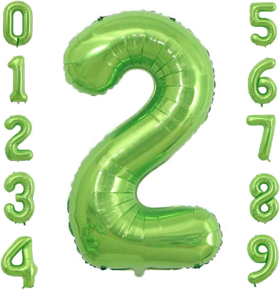 Tellpet Green Number Balloons, Large Number 2 Balloon