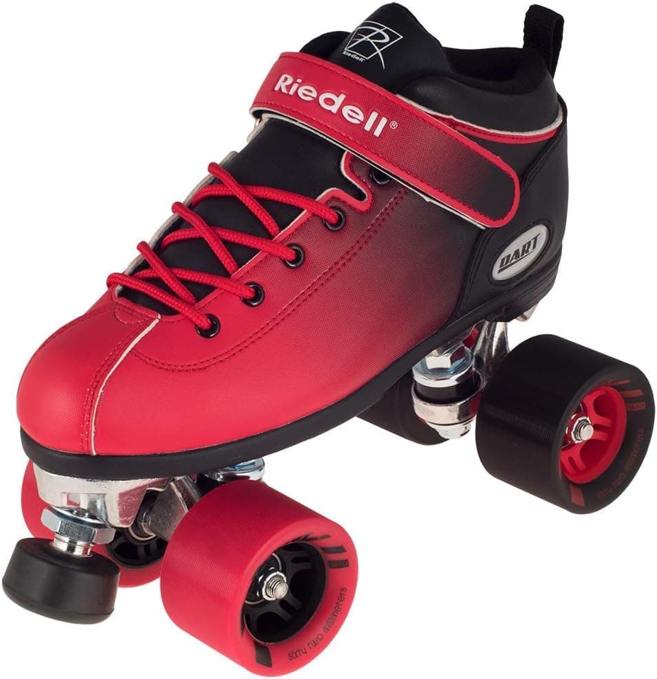 Riedell Skates - Dart Ombré - Quad Roller Speed Skate | Black & Red | Size 2