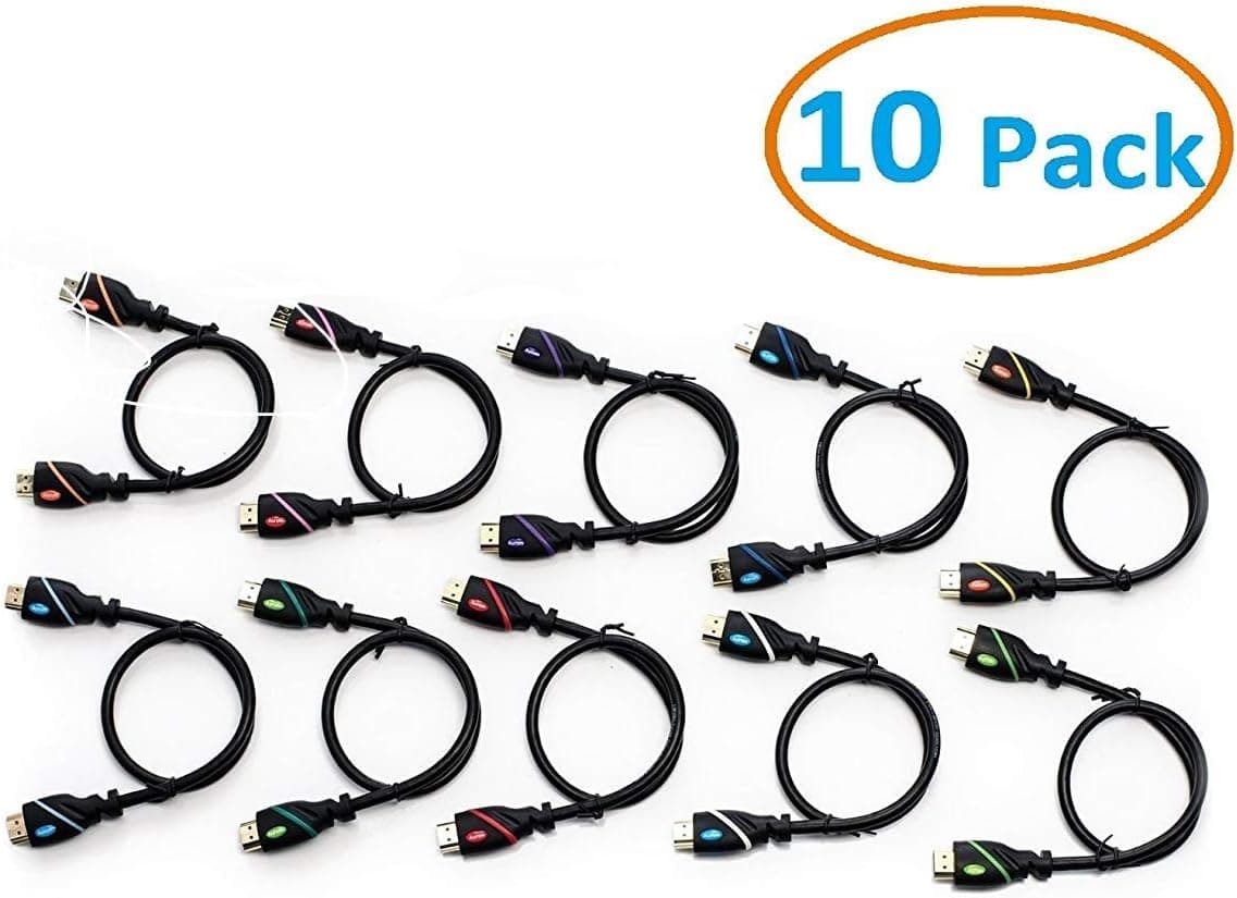Aurum Ultra Series - High Speed HDMI Cable with Ethernet 10 Pack (6 Ft) - Supports 3D & Audio Return Channel [Latest Version] - 6 Feet - 10 Pack