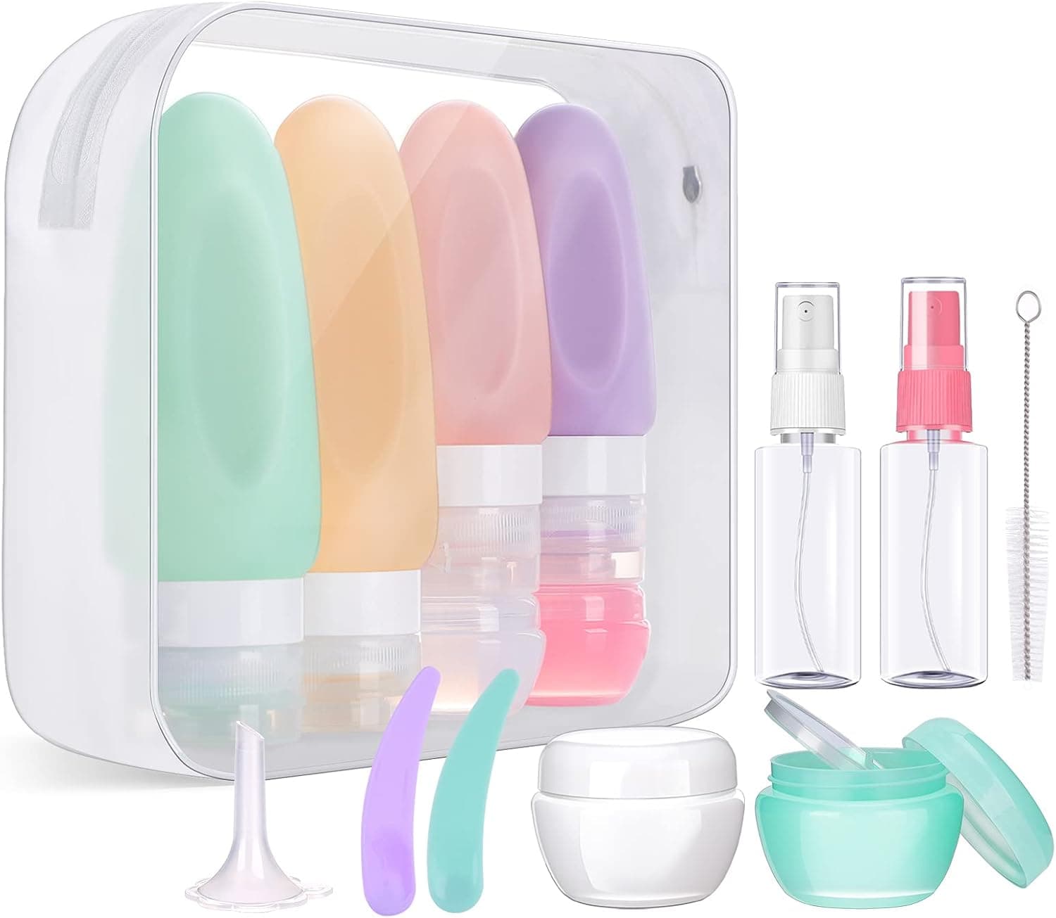 Morfone 16 Pack Travel Bottles for Toiletries, Leak Proof Refillable Travel Size Containers Silicone Squeezable Travel Accessories for Shampoo Conditioner Lotion Body Wash
