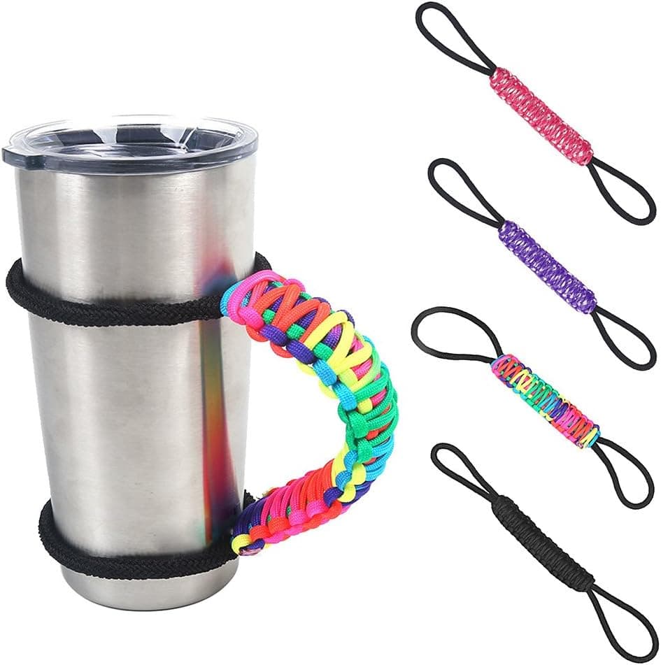 Kangkang@ Adjustable Paracord Water Bottle Cup Tumbler Handle Bottle Ring Rope Carrier Survival Strap for 30oz Yeti Ozark Tumbler (Multicolor)