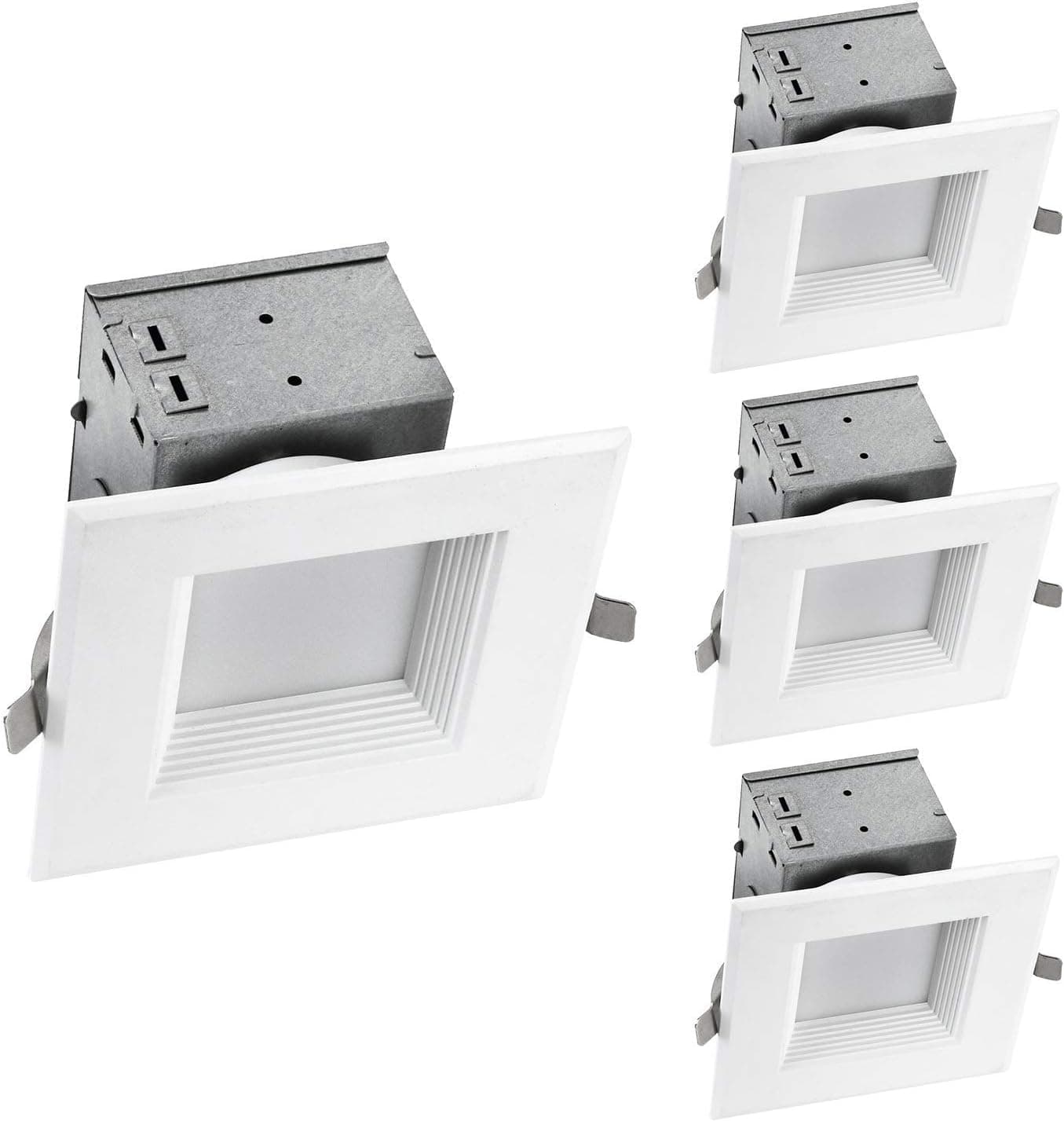 OSTWIN 4 Inch Canless LED Recessed Lighting-LED Downlight Dimmable-Square Light with Junction Box-IC Rated-10W-(75W Repl)-4000K-700Lm-Residential and Commercial Lighting-ETL&Energy Star Listed-4-Pack