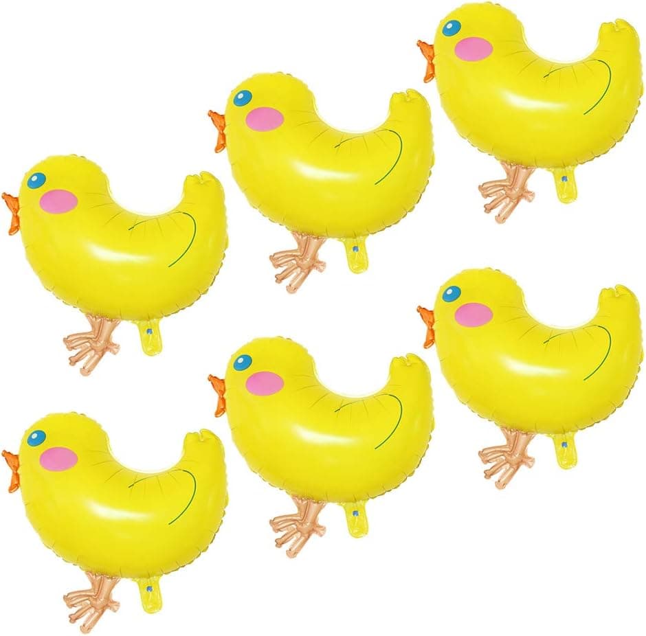 Easter Chicken Mylar Foil Balloons Easter Balloon Decorations Birthdays Animal Party Supplies 6Pcs