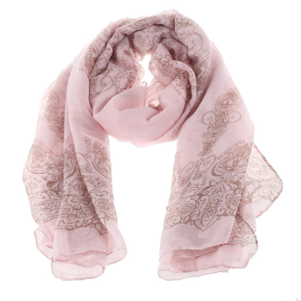 Light Pink Porcelain Pattern scarf Thin Soft Long Scarf Chiffon Scarf Wrap shawl Silk scarves