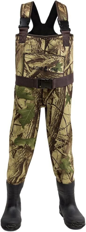 Lonecone Kids and Toddlers Adjustable Neoprene Chest Waders, 10/11, Camo