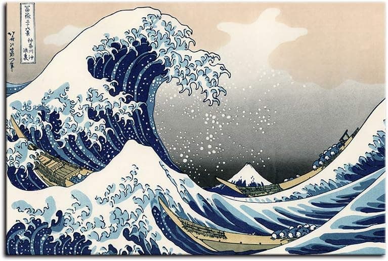 RINWUNS Wall Art The Great Wave Off Kanagawa Canvas Print Wall Painting Classic Mural Poster Giclee Artwork Picture Modern Home Decor For Living Room Bedroom Office Unframed 1 PC 16x24inch (Only Canvas)