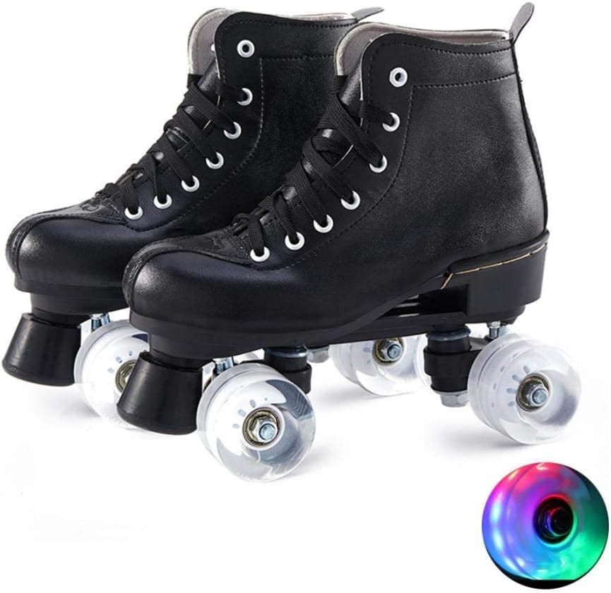 Roller Skates PU Leather High-top Roller Skates Four-Wheel Roller Skates Double Row Shiny Roller Skates Adult Roller Skates Outdoor Roller Skates Roller Skate Roller Skate Women Men for Unisex