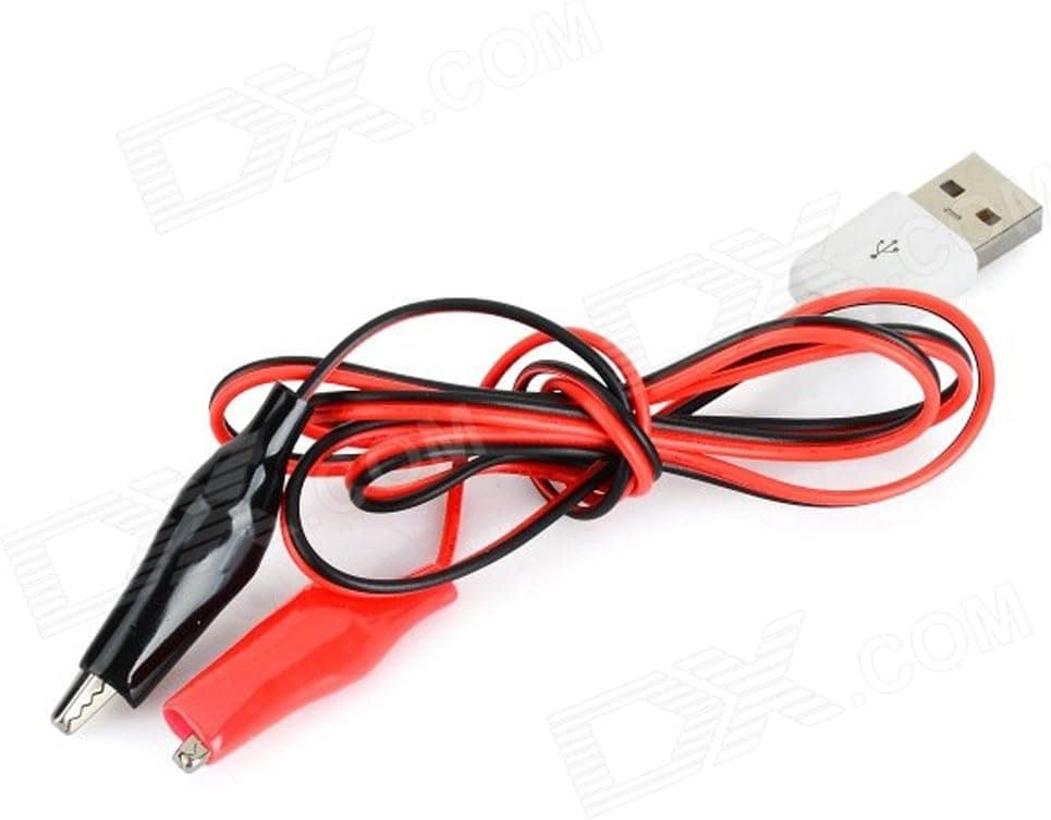 BlastCase Alligator Clip to USB Male Test Wire Adapter Red White Wire Alligator Clip Test Cable 60cm