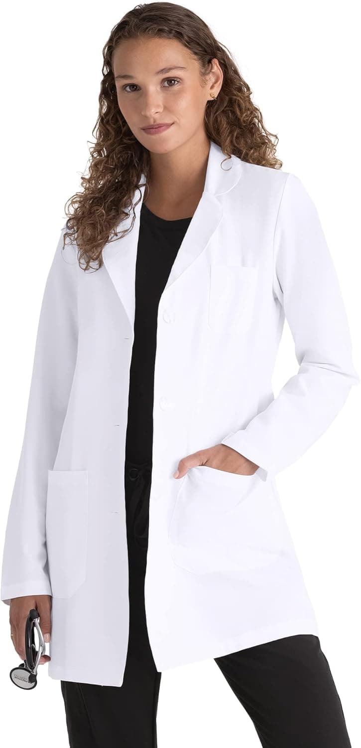 Grey's Anatomy Scrubs By BARCO Signature - Brooke Professional Mid-Length Long Sleeve 32" Medical Lab Coat for Women