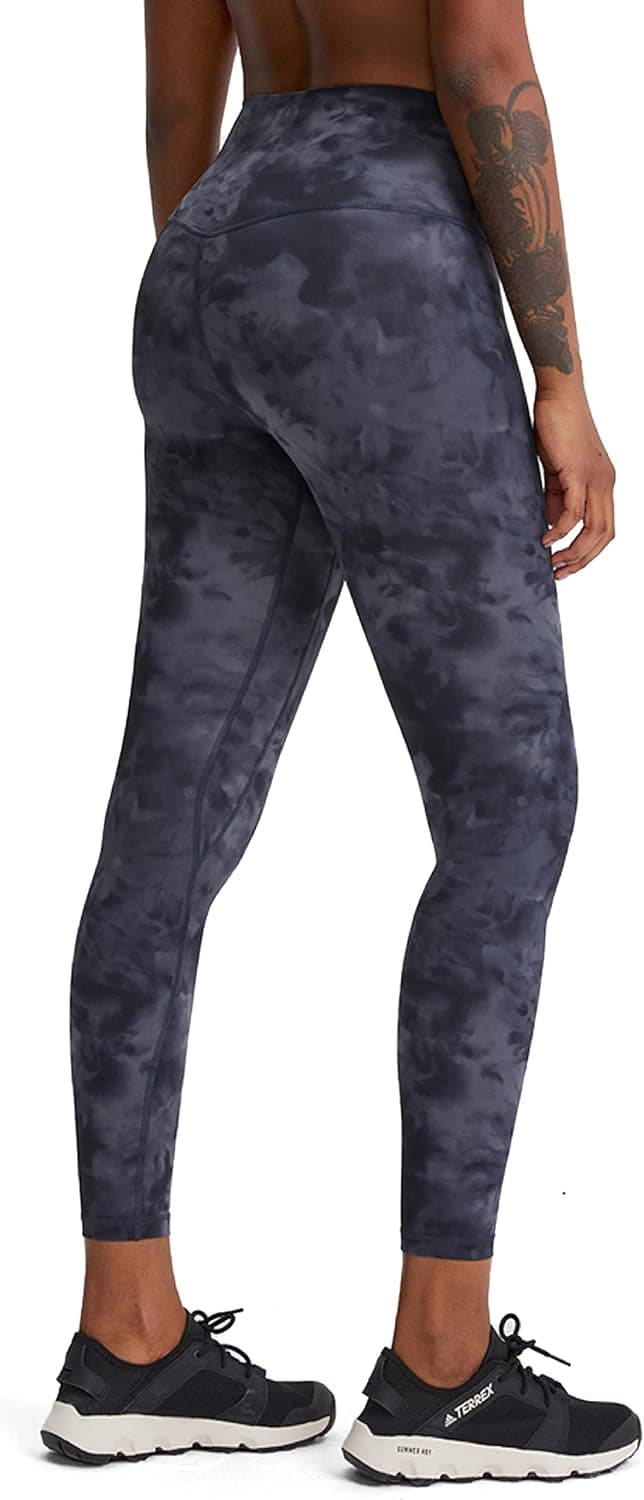 Women Yoga Pants High Waisted Tummy Control Squat Proof Leggings Not See-Through Full-Length Compression Tights Tie Dye Black M