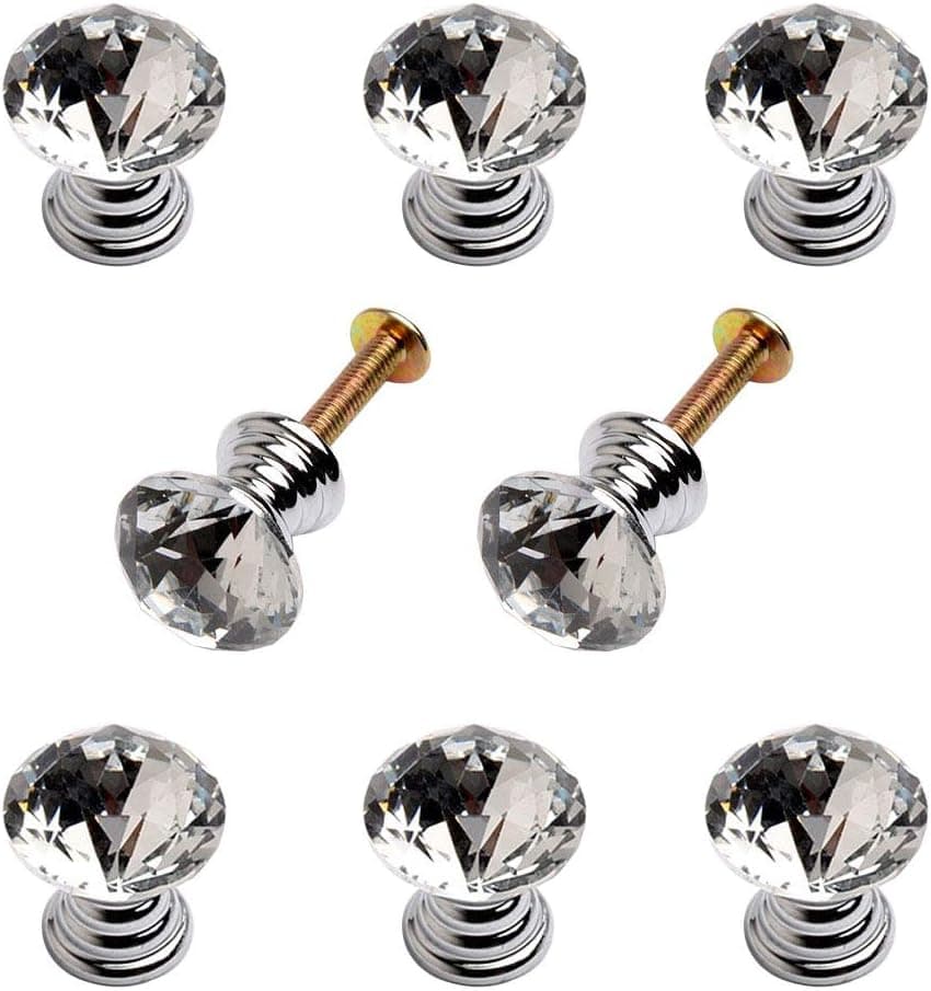 8 Pcs Crystal Cabinet Drawer Knob Mini Metal Jewelry Box Gift Case Knobs Single Hole Pull Handles