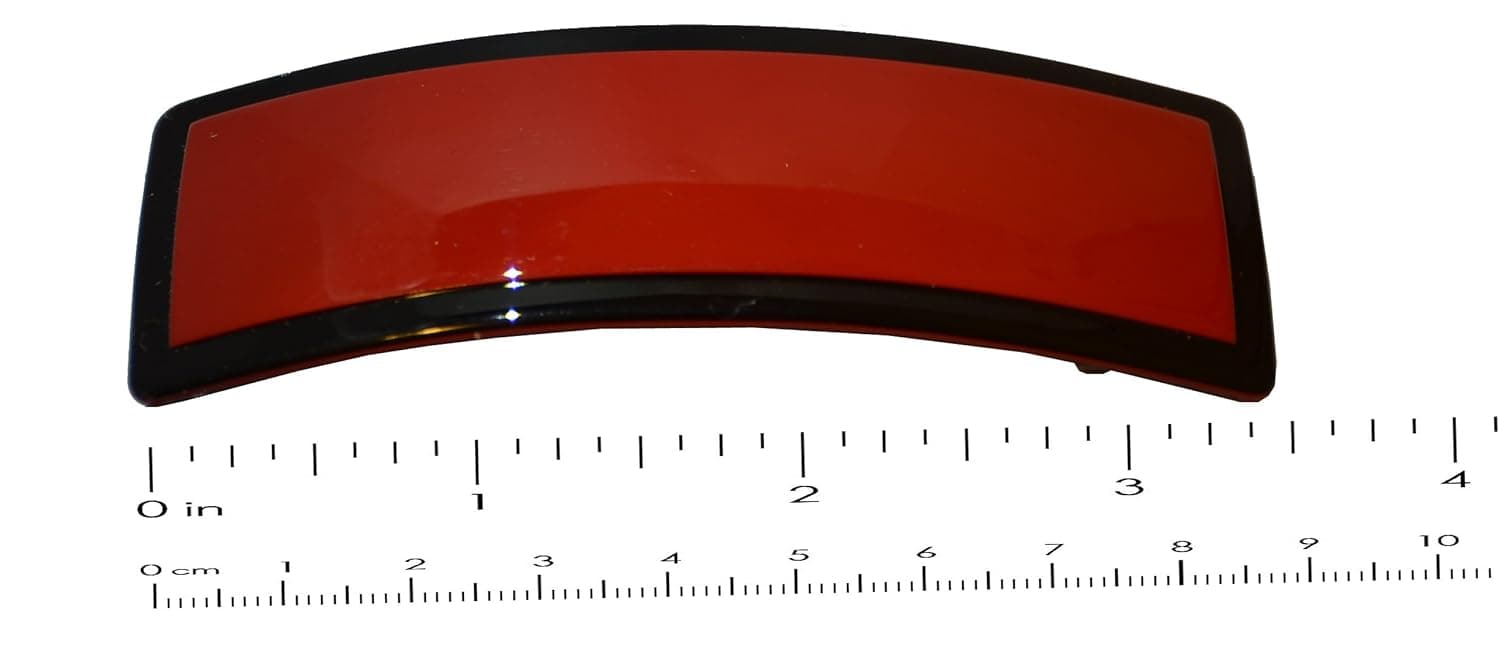 French Amie Red With Black Rim Wide Rectangular Celluloid Handmade Automatic Hair Clip Hair Barrette