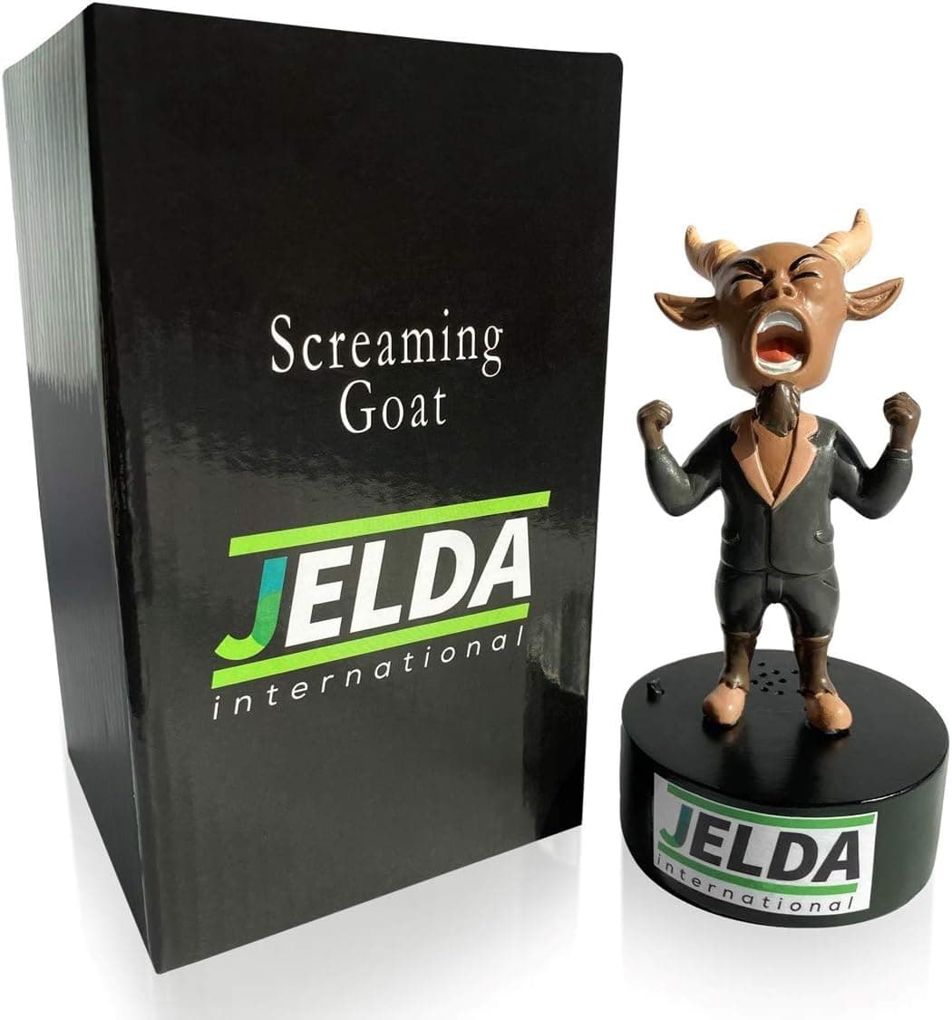 JELDA's Screaming Goat Desk Toy - Mini Figurine with Multiple Funny Sounds and Adjustable Volume | Office Stress Relief | White Elephant Novelty Gag Gift - Secret Santa | Desk Accessory