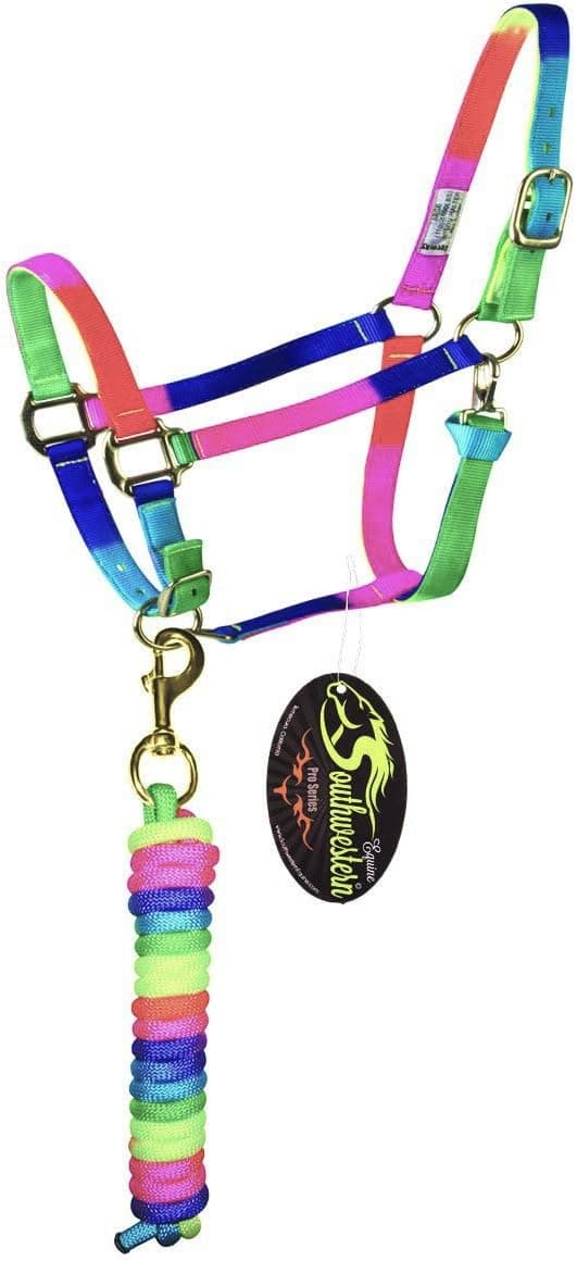 Southwestern Equine Rainbow Halter and Lead Horse Size Adjustable Nose
