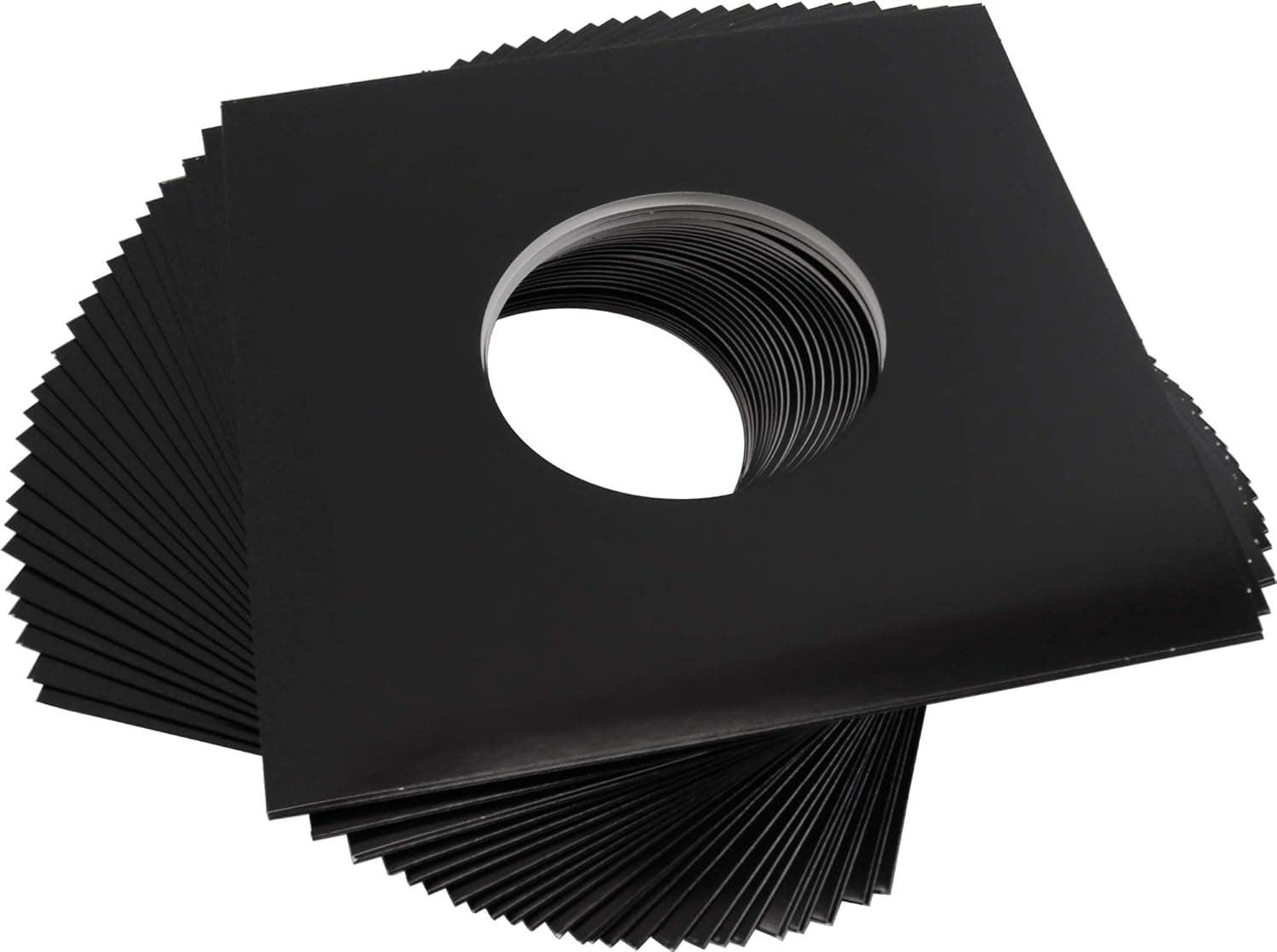 (25) 7" Heavyweight Record Jackets - Black with Center Hole - #07JWBKHH