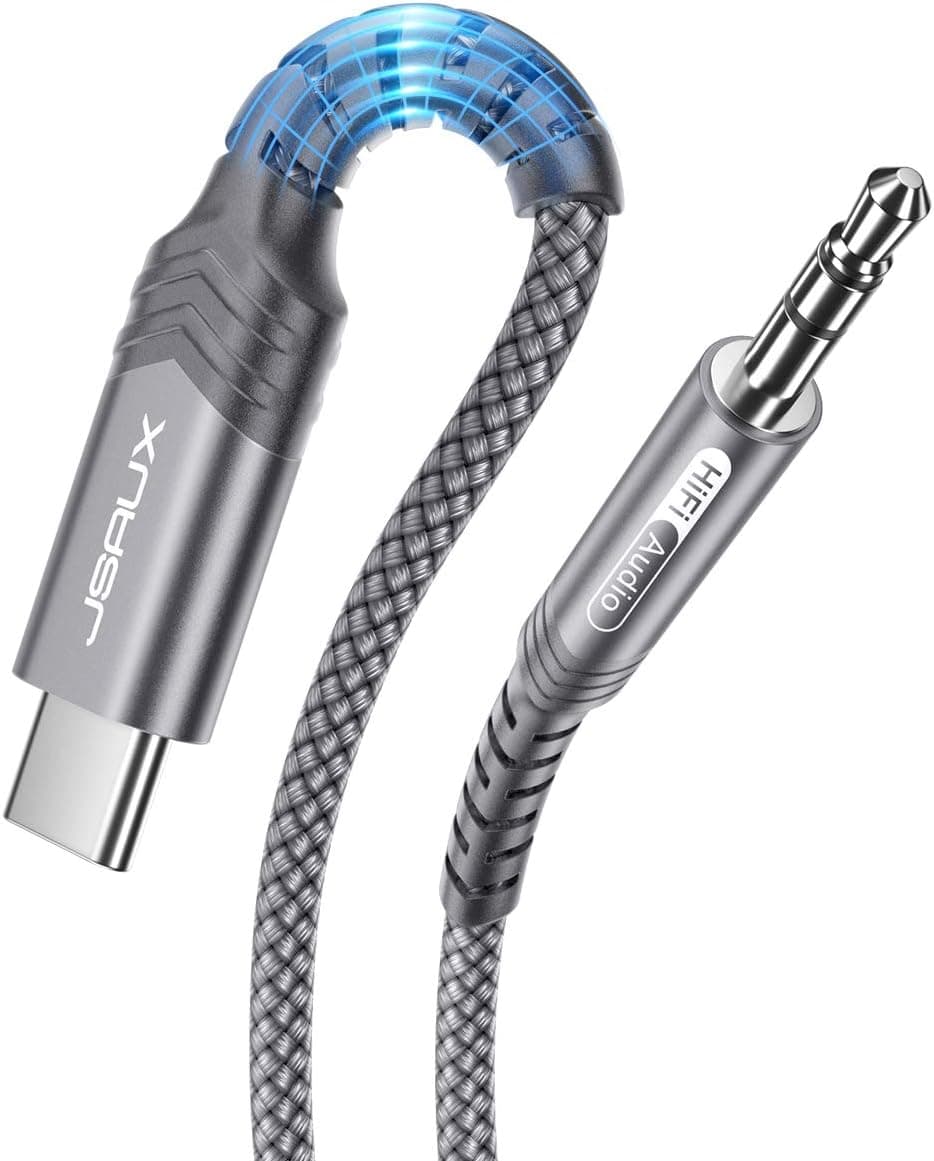 JSAUX USB C to 3.5mm Audio Aux Jack Cable[3.3ft], Type C Adapter to 3.5mm Headphone Stereo Cord Car Compatible with iPad Pro 2018 Google Pixel 2 3 XL, Samsung Galaxy S21 S20 Ultra Note 10 Plus-Grey