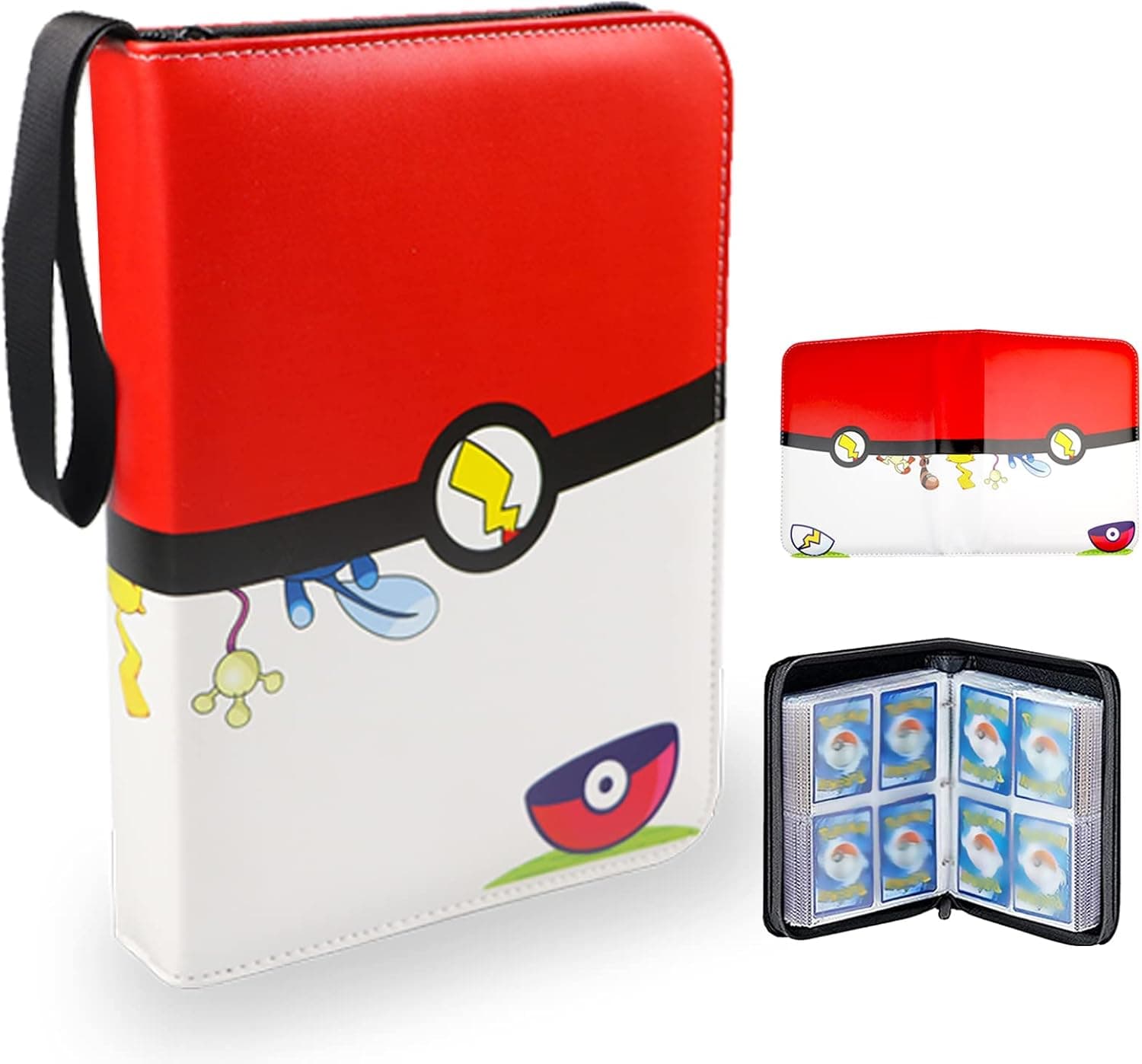 Boboolynn Card Binder for Cards Binder 4-Pocket, 440 Pockets, Portable Card Collector Album with 55 Removable Sleeves, Zipper Carrying Card, Trading Card Games Collection Binder Toys Gifts for Kids