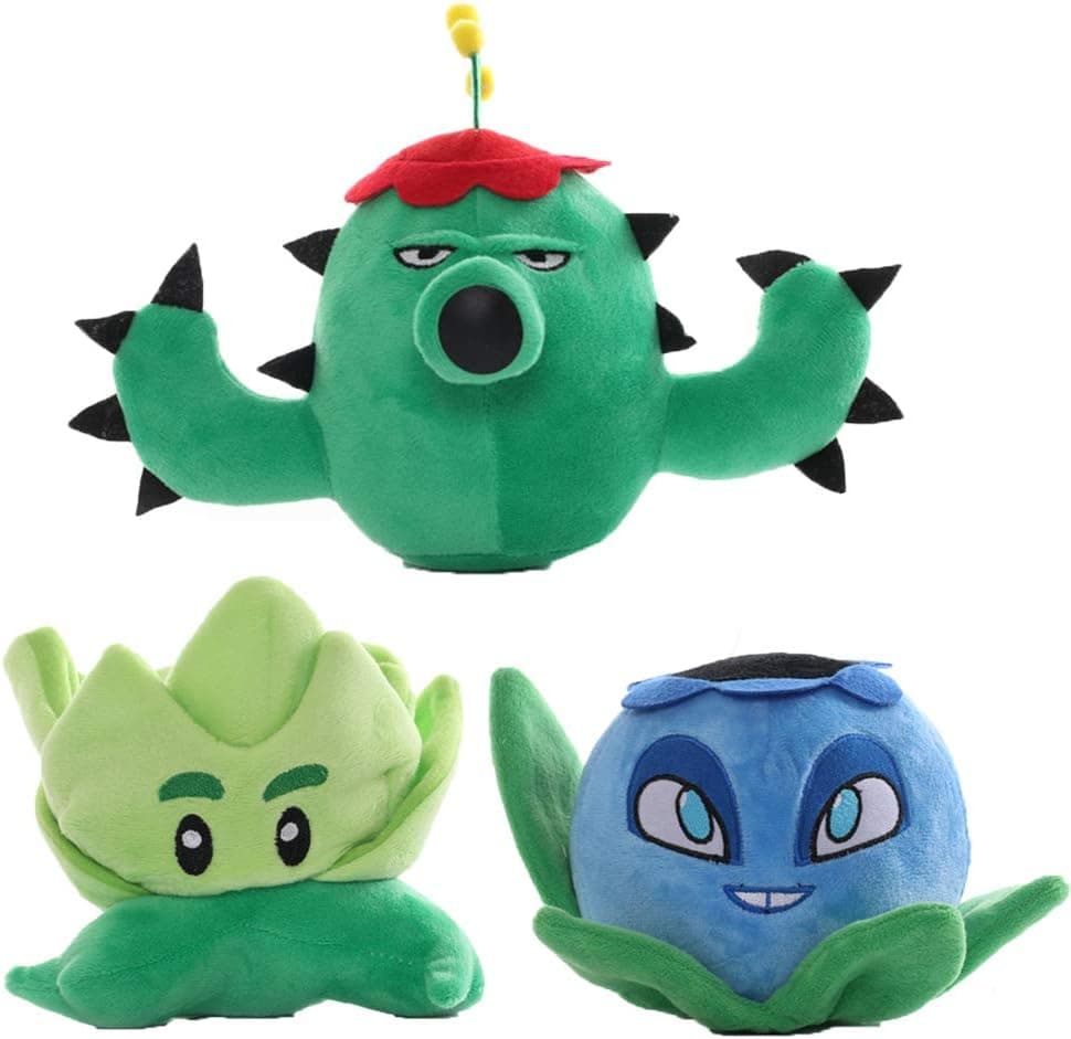 Joyear Plants VS. Zombies 1 2 PVZ Stuffed Plush Toy 8" Tall for Children, Geart Gift for Halloween, Christmas (Set of 3 Plant E)