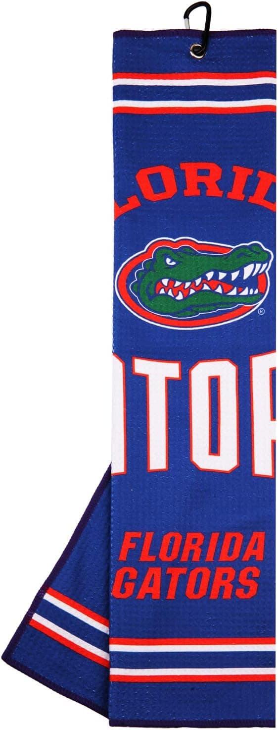 Tri-fold Golf Towels Premium Microfiber Fabric Waffle Pattern with Heavy Duty Carabiner Clip for Golf Bags16 x 24" (Florida)