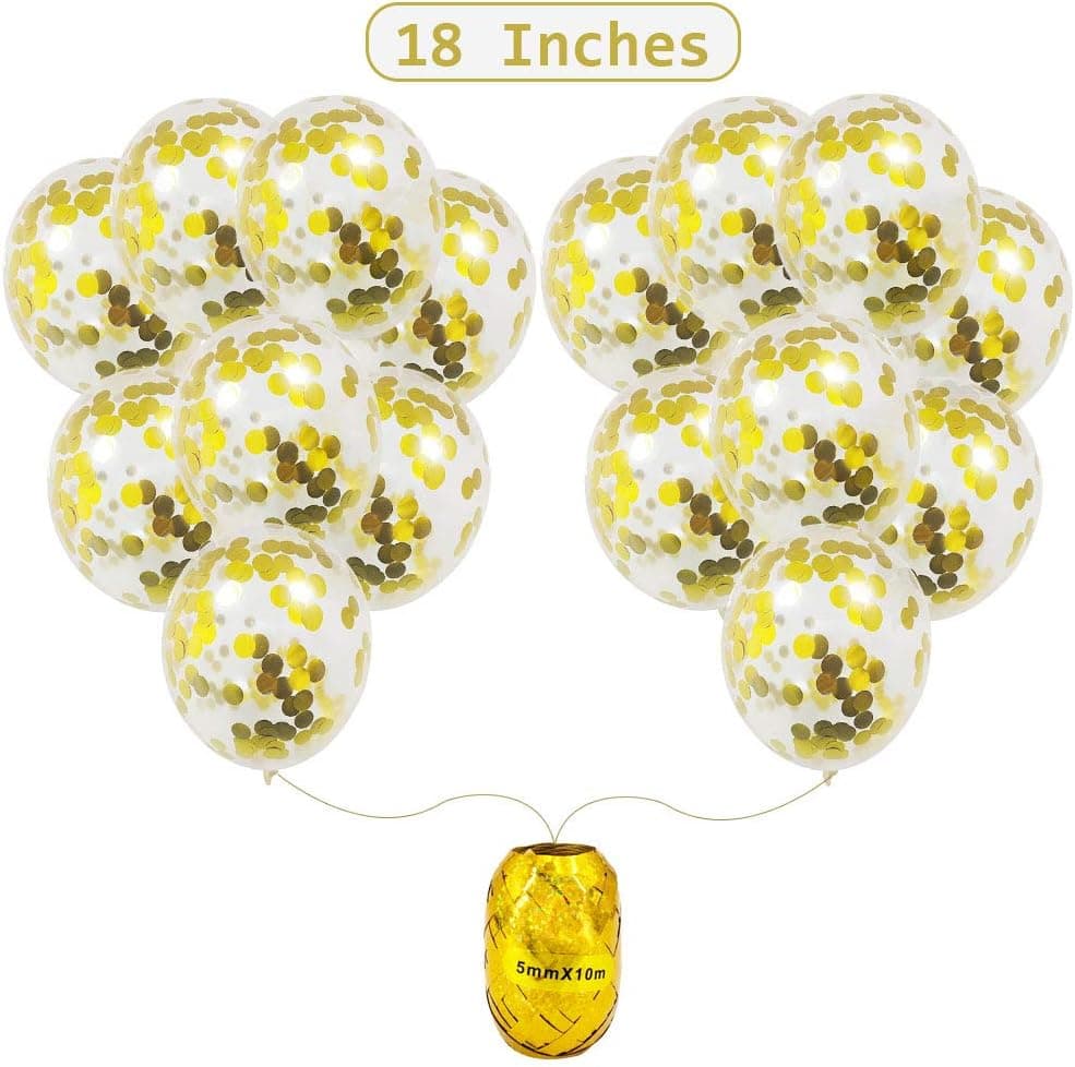 Gold Confetti Balloons - 18 Inches Gold Balloons 16 Pcs Balloons With Golden Paper Confetti For Gold Party Decorations Birthday Wedding Decorations Bridal Shower