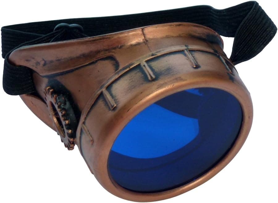 Steampunk copper monocle blue lens RIGHT eye 0