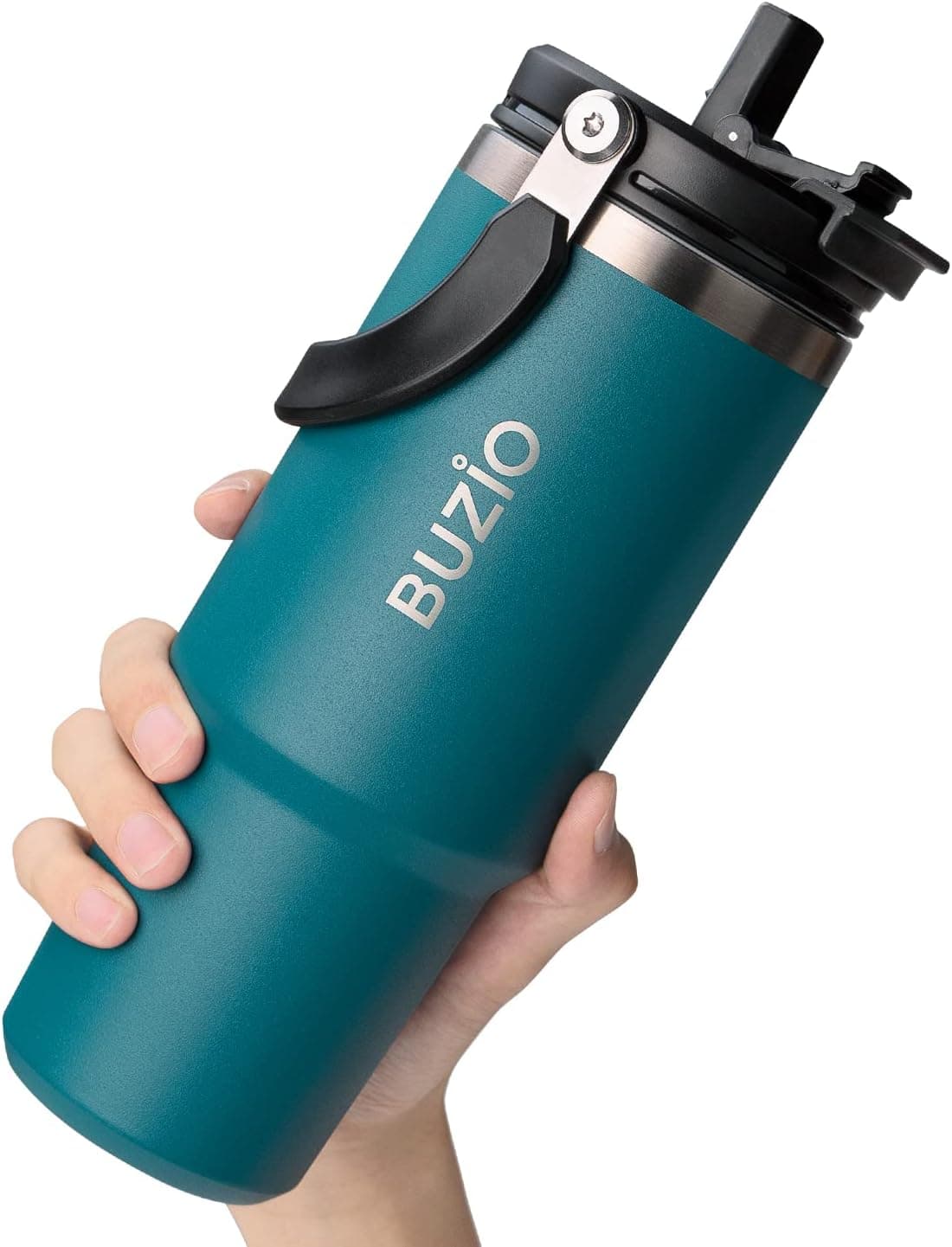 BUZIO Insulated Tumbler with 2-in-1 Lid and Straw, 30 oz Tumbler with Handle, Stainless Steel Double Walled Water Bottle Reusable Coffee Tumbler Travel Mug Thermal Cup, Wide Mouth Smoothie Cups