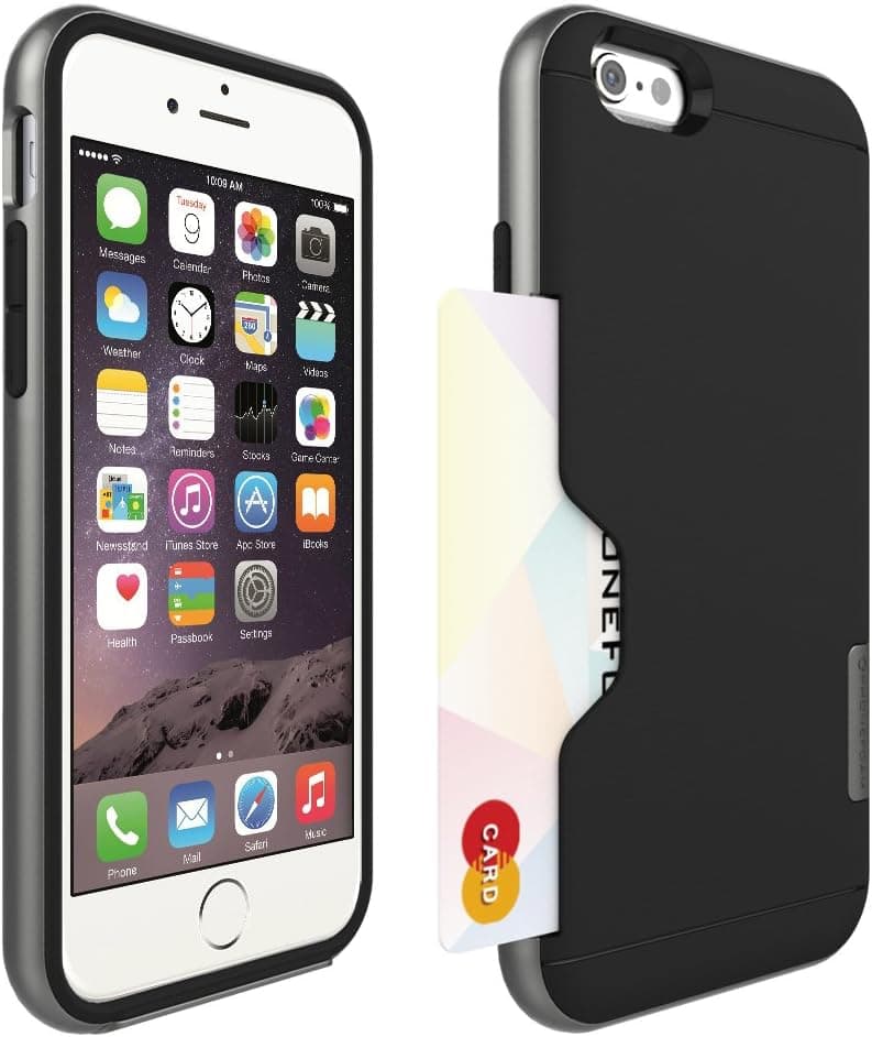 Iphone 6 (4.7) Case, Phonefoam® Golf Line Series [Perfect Fit Bumper] [Heavy Drop Protection] [Air Protection] Credit Card Holder Case - Retail Packing for Apple Iphone 6 (Dark Silver)