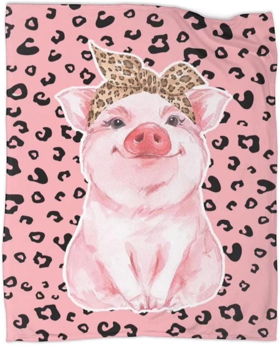 Cute Pig Cozy Soft Flannel Blanket Luxury Fleece Bed Blanket Throw Blanket Lightweight for Sofa Chair Bed for Couch Living Room 50"X40"