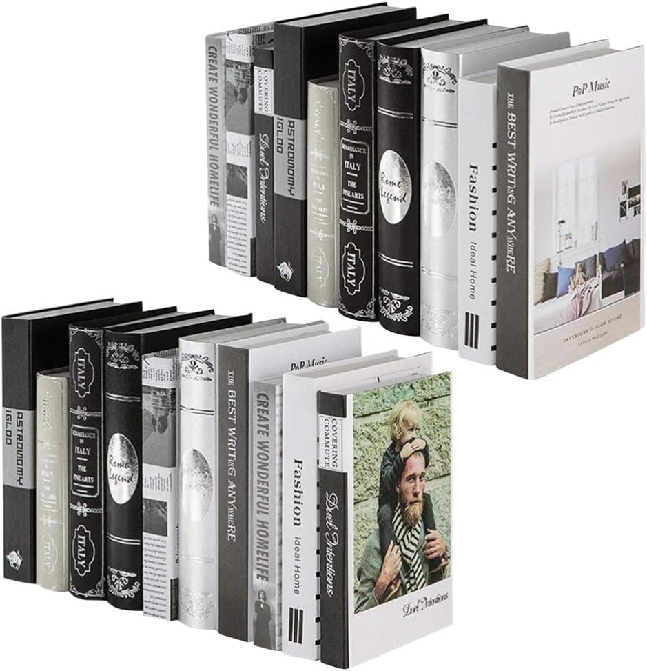 DOITOOL 2 Pcs Decoration Fake Books Modern Faux Books Bookshelf Diaplay False Book Model Stack Photo Props Ornaments for Shelf Library Home Office Cafe Bar Decor