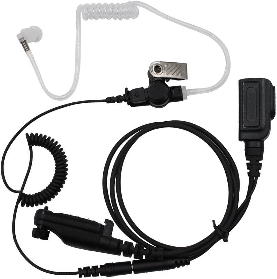 KENMAX Multi Pin Air Covert Acoustic Tube Split Headset Separate Curly Cable Earpiece with PTT for Hytera Radio PD600 PD660 PD680 X1E X1P