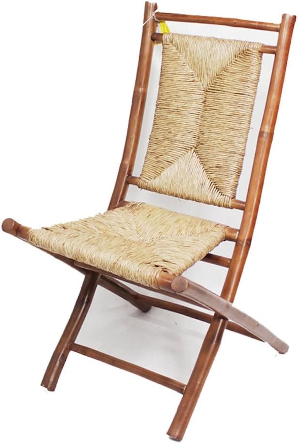 Heather Ann Creations Bamboo Folding Chairs with Triangle Weave, Pack of 2, Brown and Natural