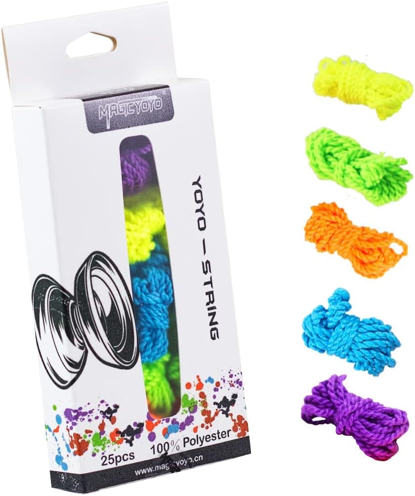 Yoyo Strings Pack of 25 - Professional Yoyos String Replacement, Polyester Yoyo String for Responsive or Unresponsive Yoyo, Rainbow Colors - Blue, Green, Yellow, Orange, Purple