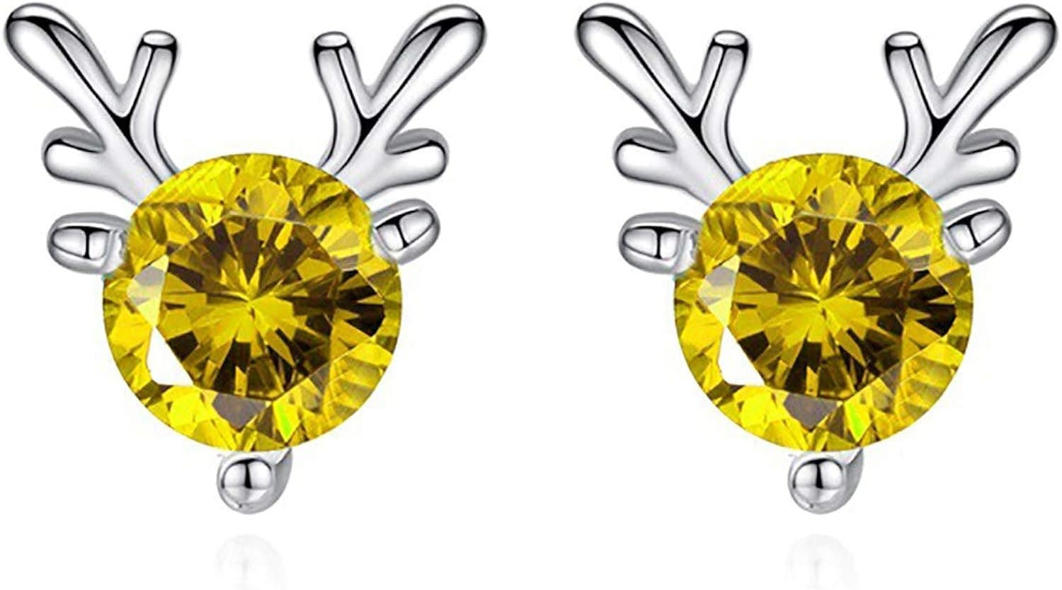 heaven2017 Elegant Christmas Antler Stud Earrings Pierced Clip on Earrings for Birthday Valentine's Day Jewelry Fashion Gifts