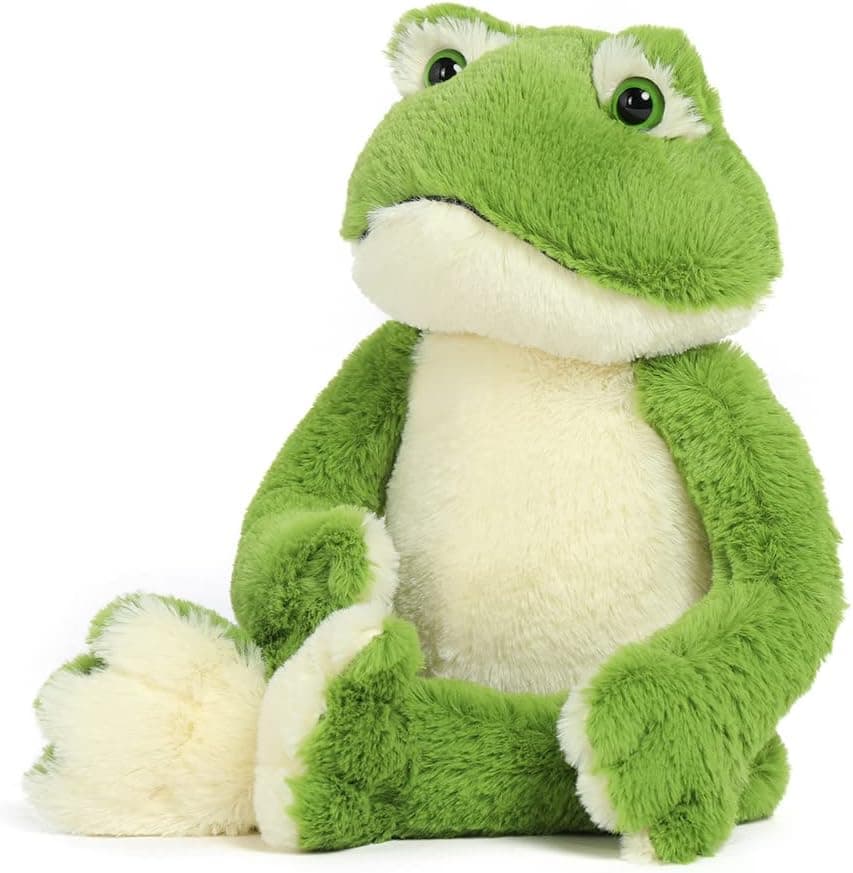 Muiteiur Plush Frog Stuffed Animal Cute Frog Soft Toy with White Belly Gift for Kids Girlfriend (Green,17.7 inch)