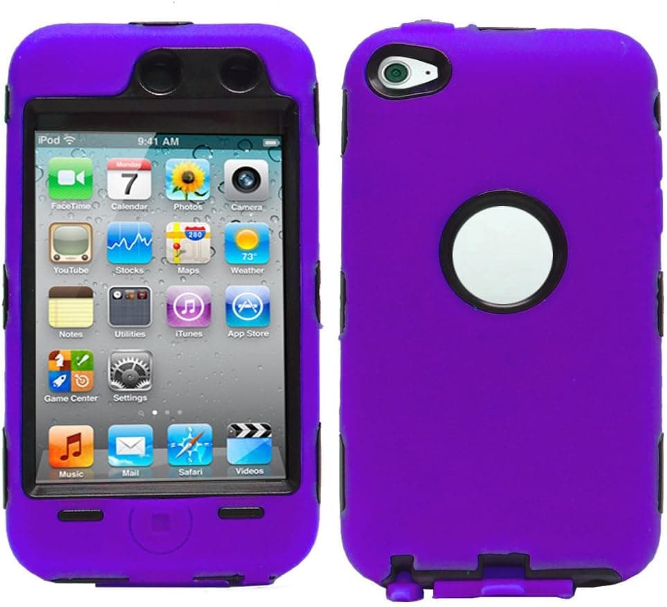 Purple/ Black Hybrid Armor Case for Apple iPod Touch 4G, 4th Generation, 4th Gen