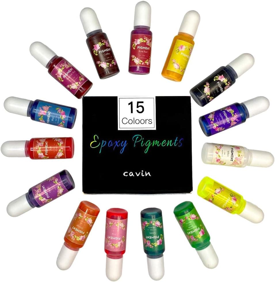 Cavin 15 Color Epoxy Resin Pigment, Liquid Dye Translucent Colorant for Resin Jewelry DIY Crafts Art Making - 0.35 Each