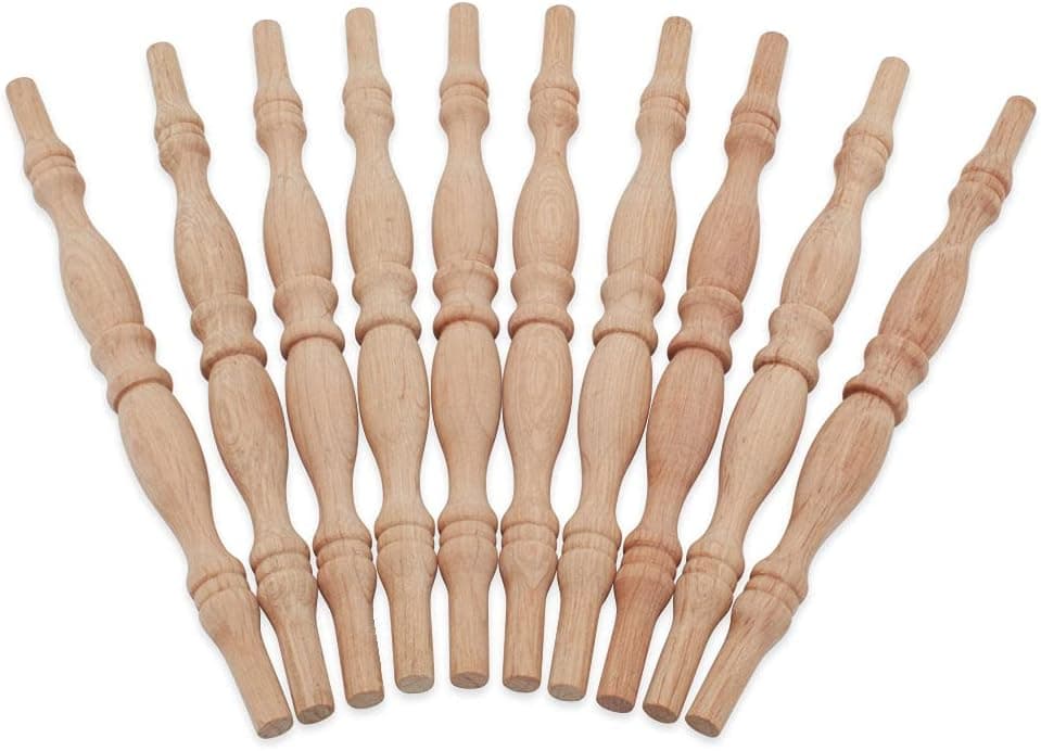 Wooden Baluster Spindles 9", Pack of 25 Oak Spindles for Crafts, Woodworking, and Furniture, by Woodpeckers
