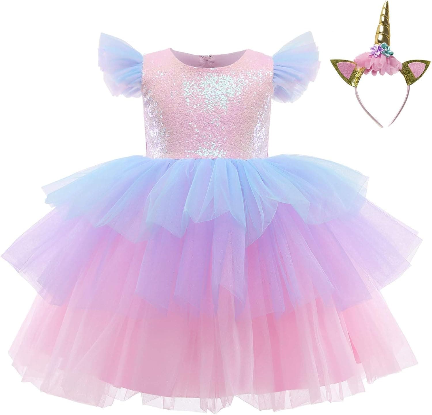 TTYAOVO Flower Girls Unicorn Costume Dress Girl Princess Pageant Party Dress