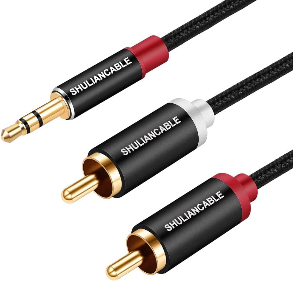 SHULIANCABLE 3.5mm to 2RCA Audio Cable, Audio Auxiliary Adapter Stereo Splitter Cable AUX RCA Y Splitter for Smartphone, MP3,Speakers, Tablet, HDTV,Home Theater (1.6Ft/0.5M)
