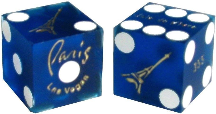 Cyber-Deals Pair (2) Paris Casino Las Vegas 19mm Authentic Table-Played Dice (Blue)