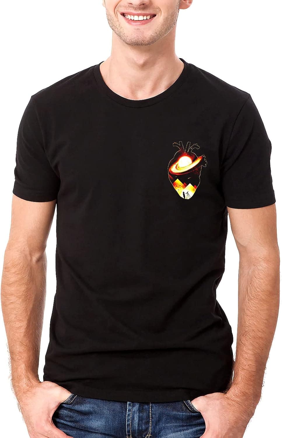 FOR.AMIMI Men's Graphic Tees 100% Natural Cotton - Regular Fit Heart Art T-Shirt S-4xl