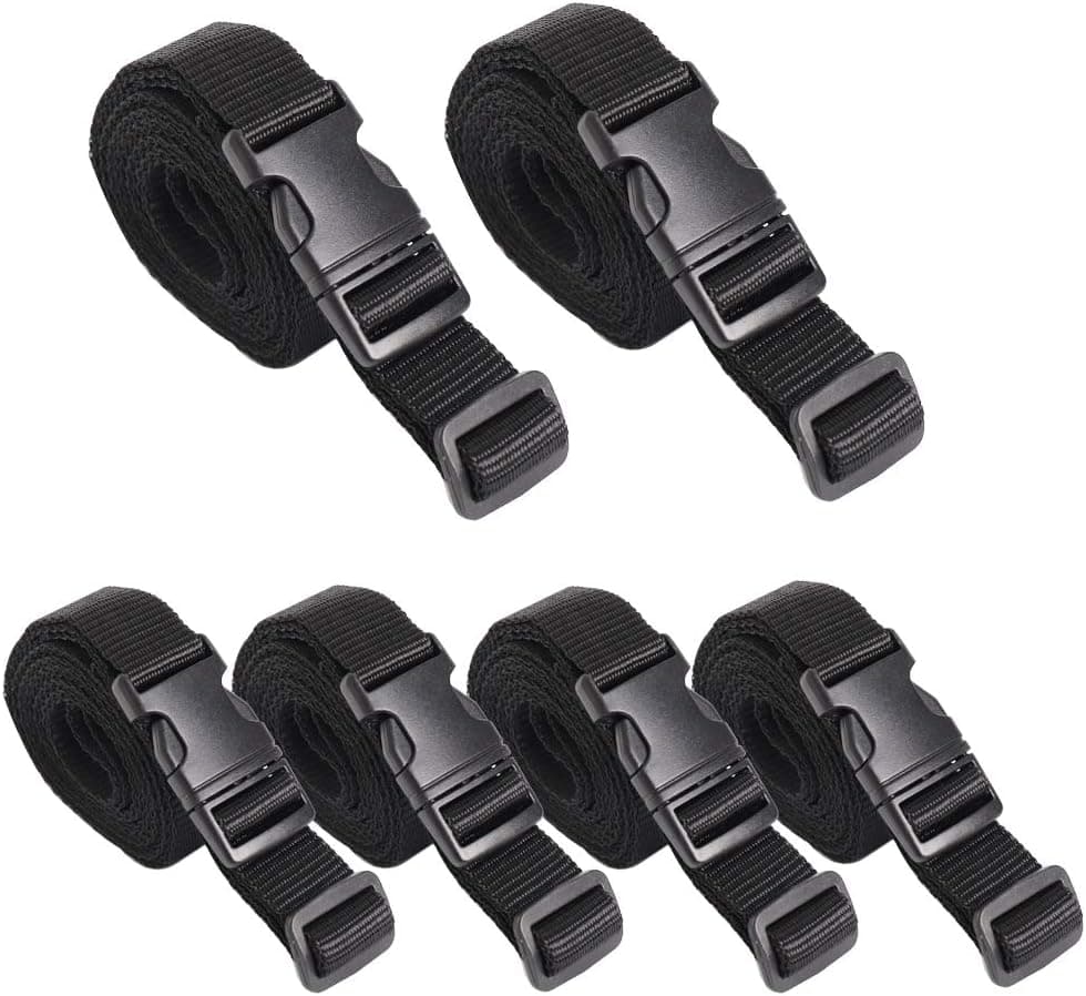 XSTRAP 6 Piece Luggage Strap, including 4pk 1'' x 72'' and 2pk 1''x 95'', Black
