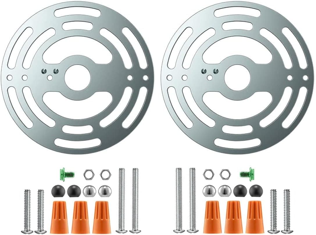 RTNLIT 4 Inches Light Fixture Mounting Bracket, Universal Light Circle Crossbar Plate with Ground Screw and Acorn Cap Nuts for Mount Wall Light, Close to Ceiling Light, Chandelier(Pack of 2)