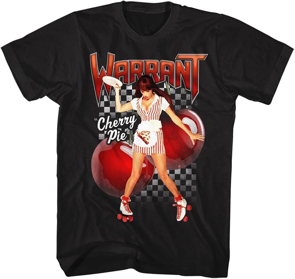 Warrant American Glam Metal Band Cherry Pie Black 2-Sided Adult T-Shirt Tee